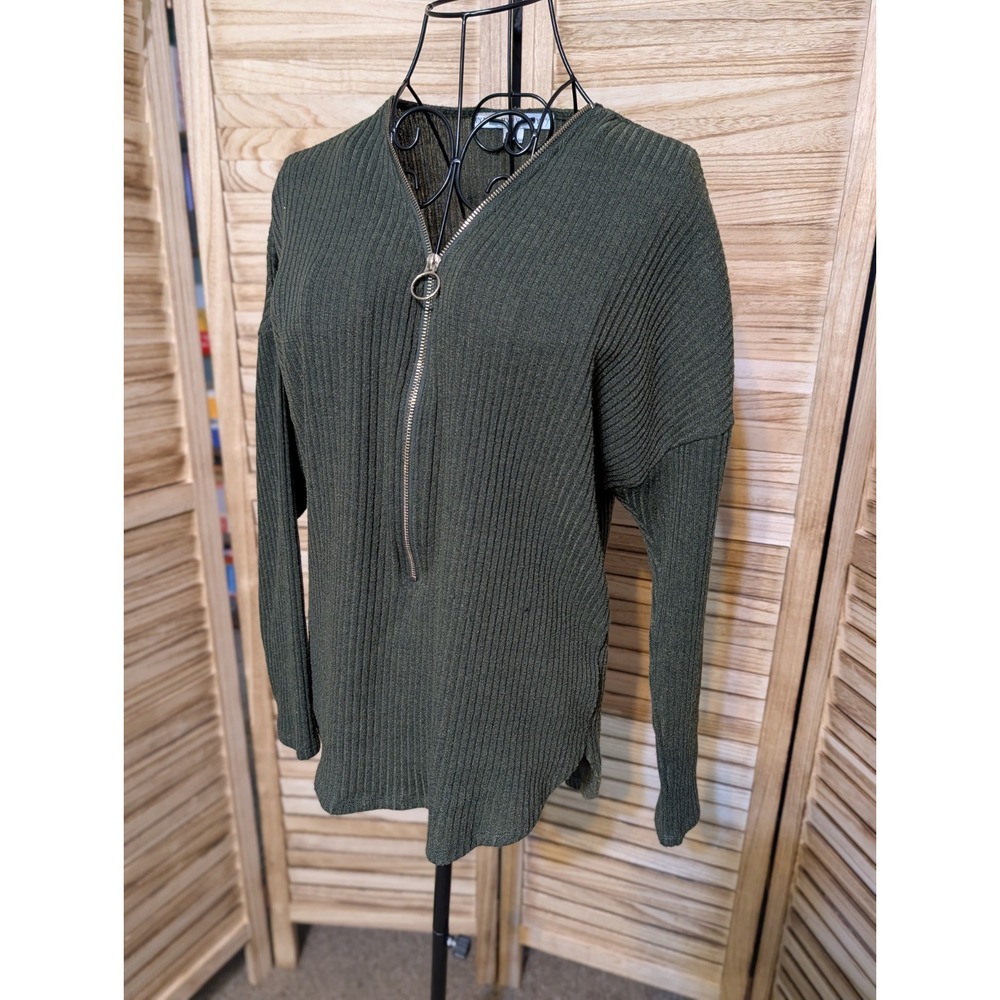 HTFVE Half Zip Pullover Green Sz Large Sweater